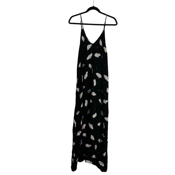 Adriana Degreas Maxi Dress Black Floral V Neck Spaghetti Strap Logo Revolve - Picture 1 of 9